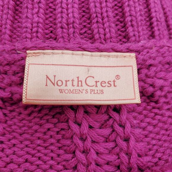 North Crest Women's Plus V-Neck Grandpa Style Cable Knit Button Down Cardigan - Picture 5 of 10